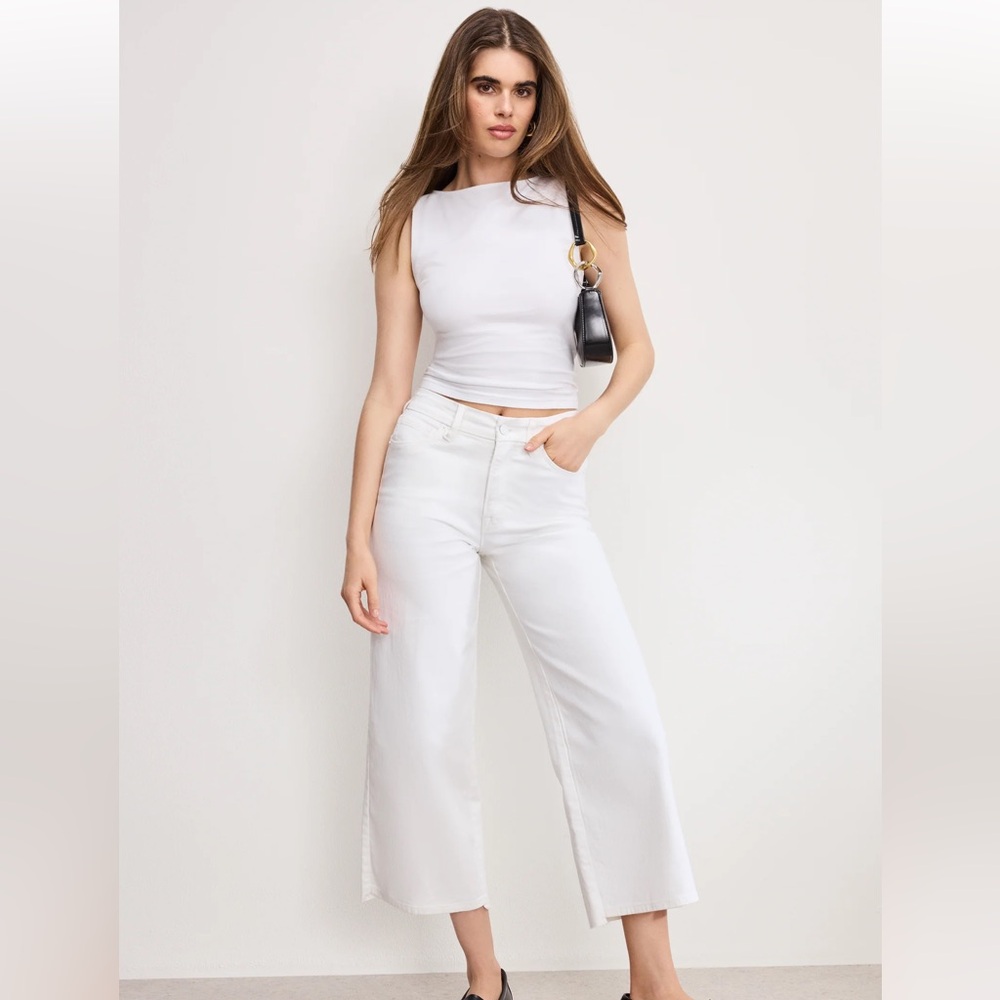 Good American White Cropped Jeans